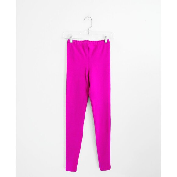 Vtg 80s Adrienne Vittadini Neon Pink Magenta Wool Angora Knit Leggings sz Small - Picture 1 of 3